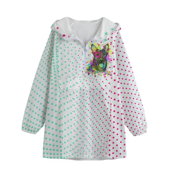 Leichte Regenjacke Bootsmann – Popart Hundemotiv, 100 % Polyester, Unisex, Deutscher Schäferhund, Mischling, Mix